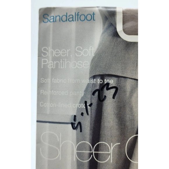 JCPENNEY Sheer Caress Sandalfoot Sheer Soft Pantyhose Pearl Grey Size Long - Picture 2 of 4